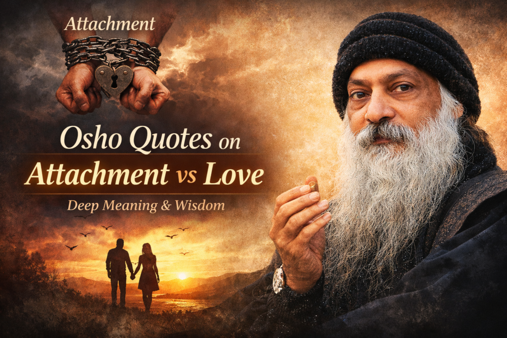 Osho quote on attachment vs love for WhatsApp status image